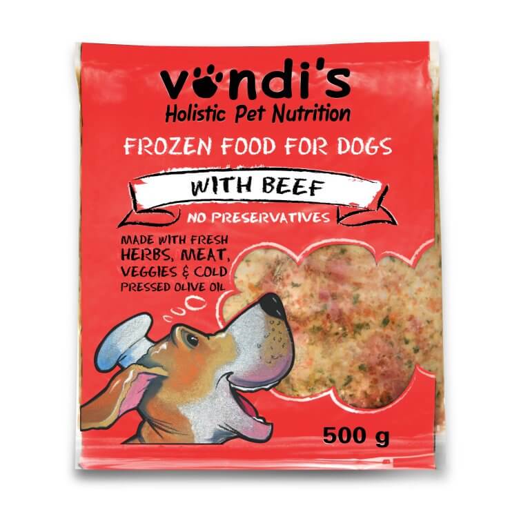 VONDI'S Holistic Pet Nutrition, Beef Dog Food Frozen 500g Bizzibabs