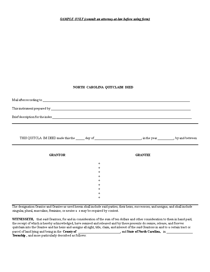 Free Quit Claim Deed Template for Notary, State, Grantor Download Now