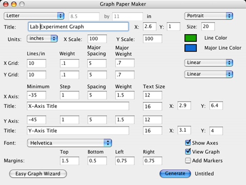 Graph Paper Maker software to create custom sheets of graph paper