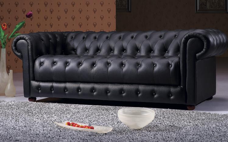 Paris2 Black Tufted Leather Sofa Set Black Design Co