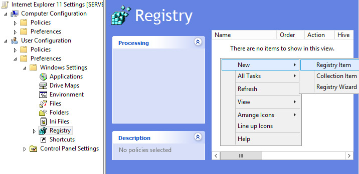 Configure Explorer IE 11 Home Page / Proxy Settings using the