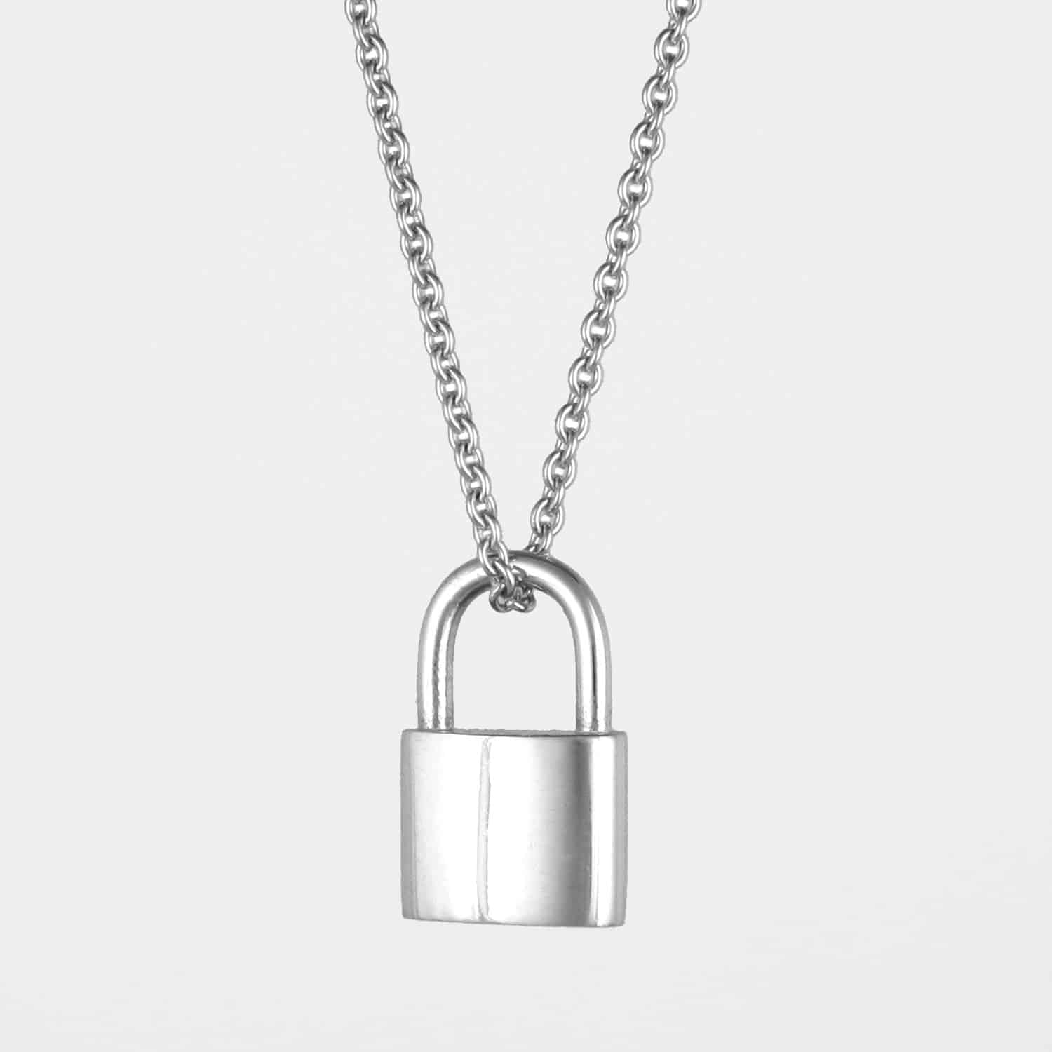Large Padlock Necklace Silver Sterling Silver & Gold Vermeil
