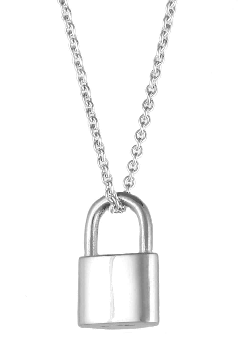 Large Padlock Necklace Silver Sterling Silver & Gold Vermeil