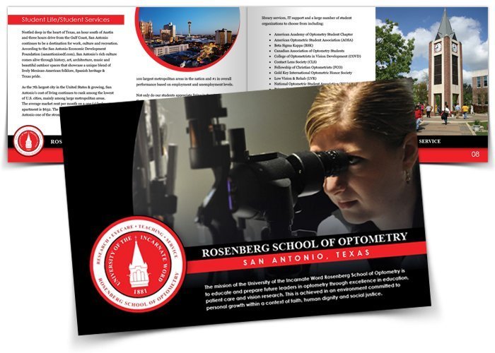 UIW Rosenberg School of Optometry Custom Designed Brochures