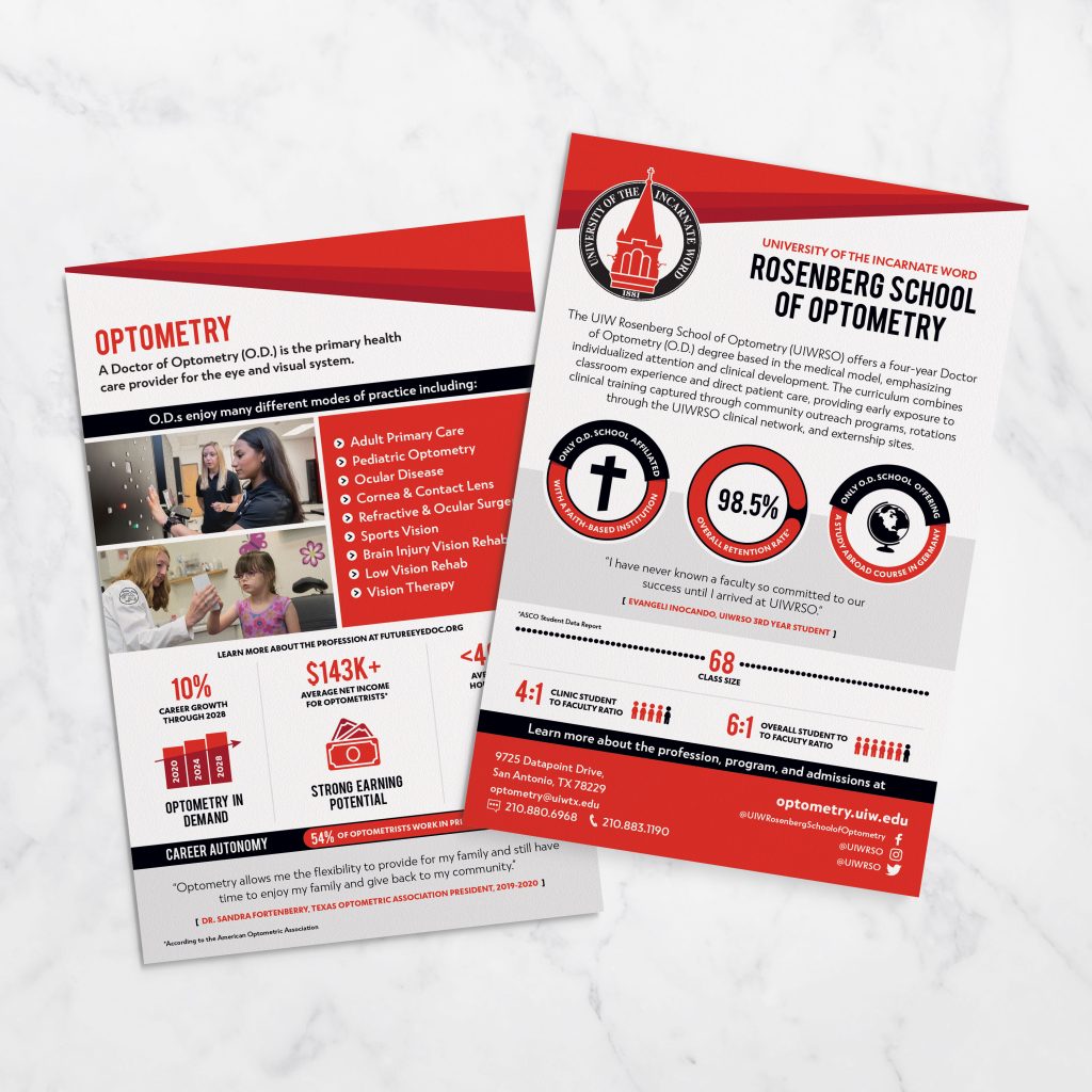 UIW Rosenberg School of Optometry Postcards • BlackStone Studio