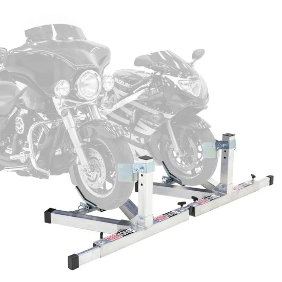 Two Adjustable Width Motorcycle Wheel Chocks Black Widow