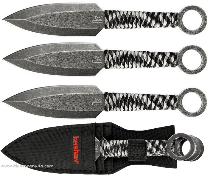Kershaw Ion Three Pack Throwing Knives, Nylon Sheath, K1747BW [K1747BW