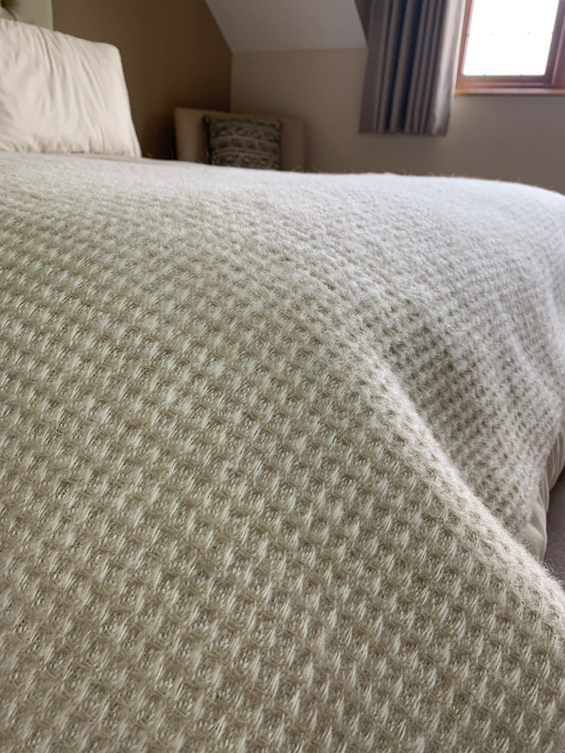 Oatmeal Waffle Extra Large Pure New Wool Throw