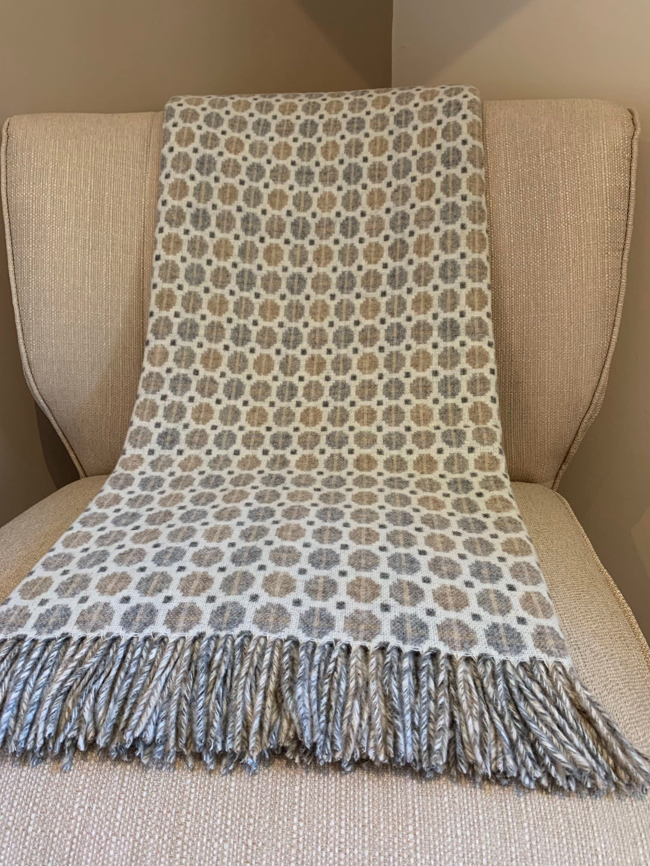 Milan Natural Lambswool Throw By Bronte For Sale