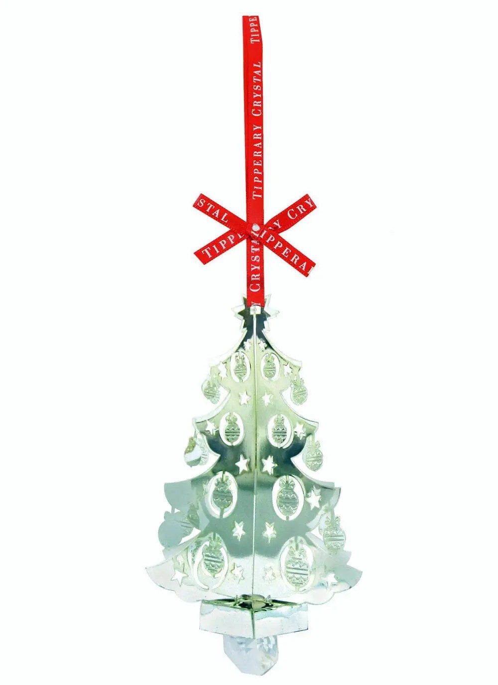 Tipperary Crystal Silver 3D Christmas Tree Ornament Blarney