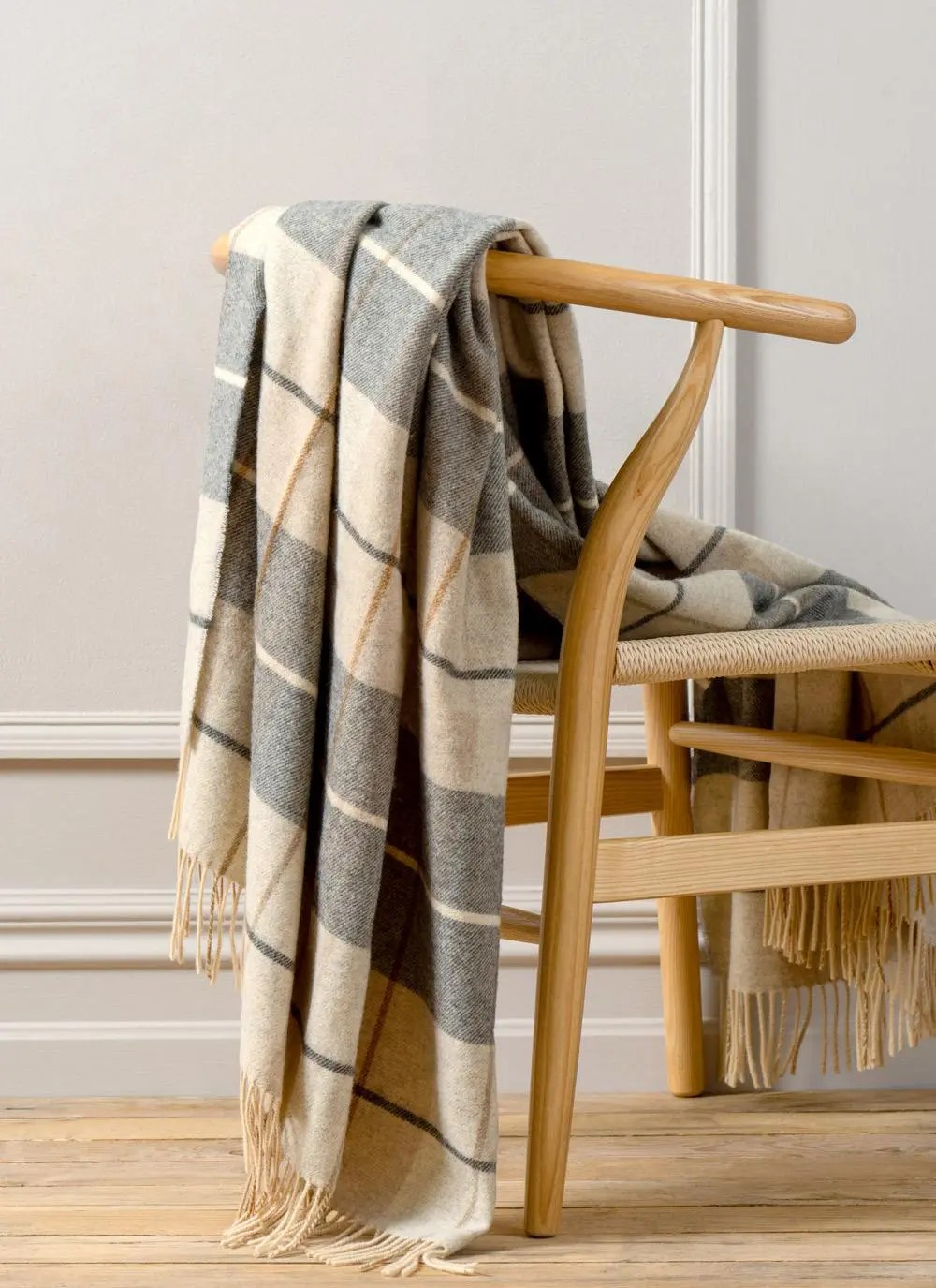 Fawn & Grey Lambswool Throw Blarney