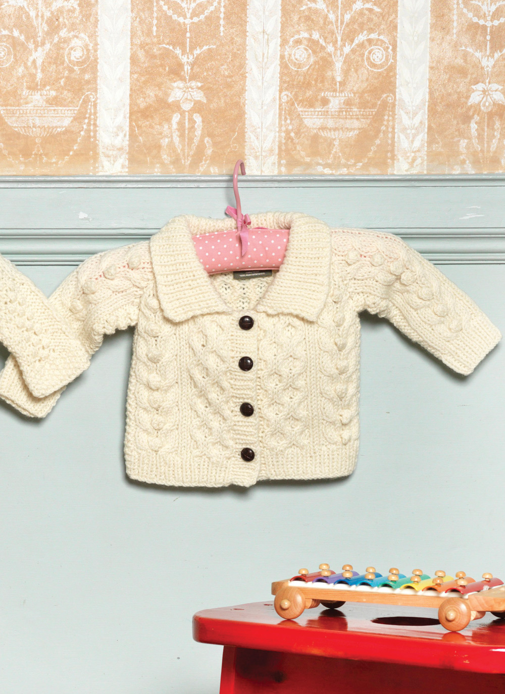 Baby Handknit Aran Cardigan Blarney