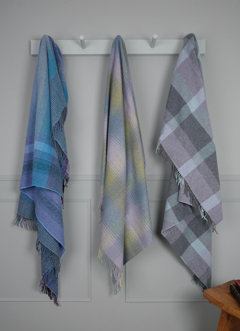 Blue And Purple Wool Cashmere Throw Blarney