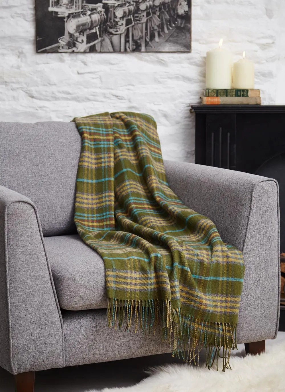 Evergreen Lambswool Throw Blarney
