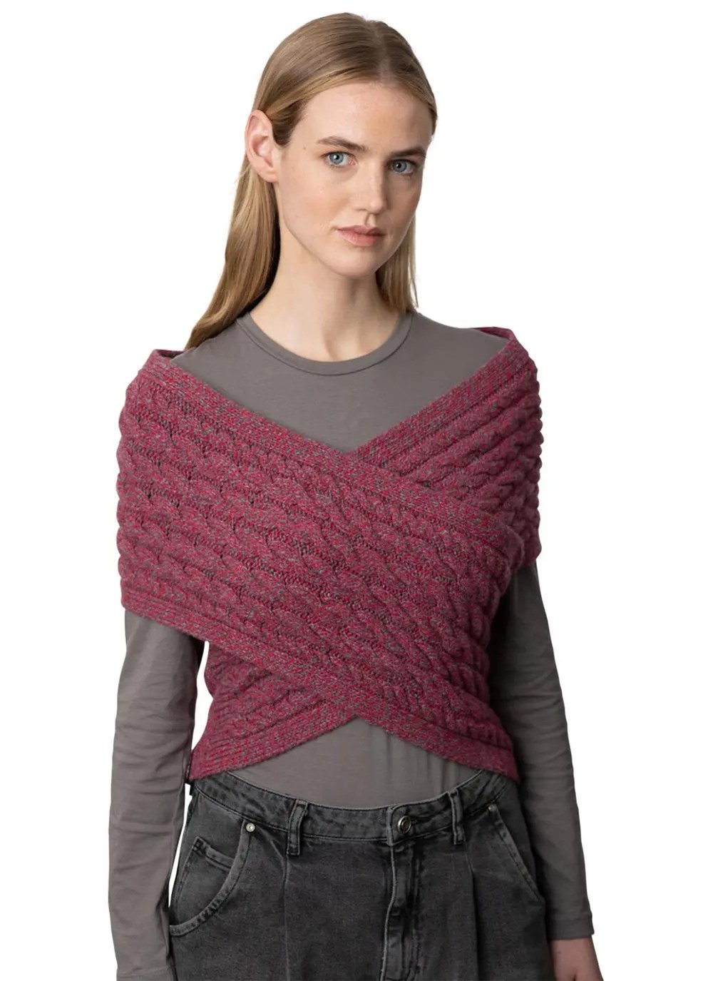 Fisherman Aran Cable Wrap in Rock Candy Blarney