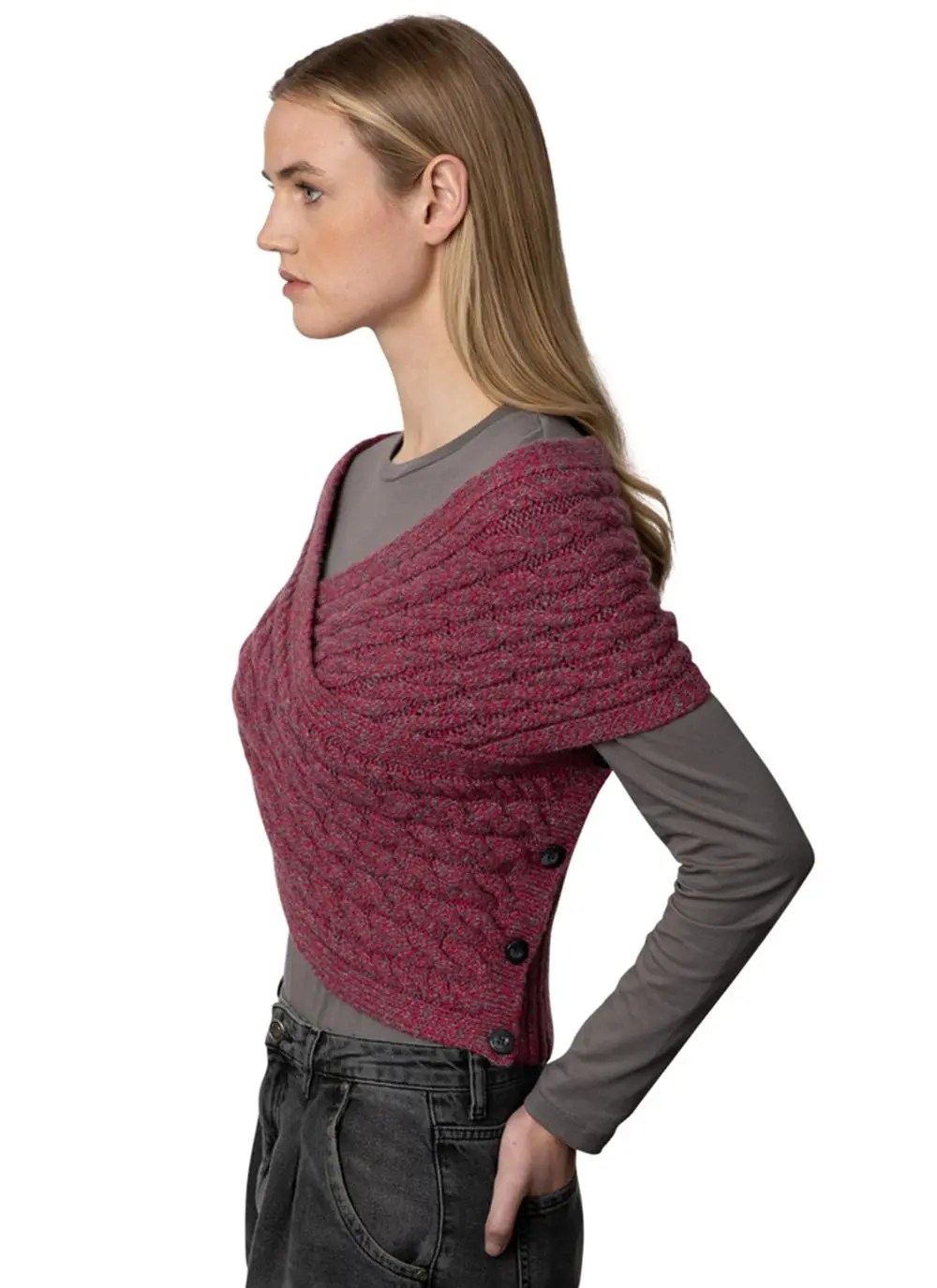 Fisherman Aran Cable Wrap in Rock Candy Blarney