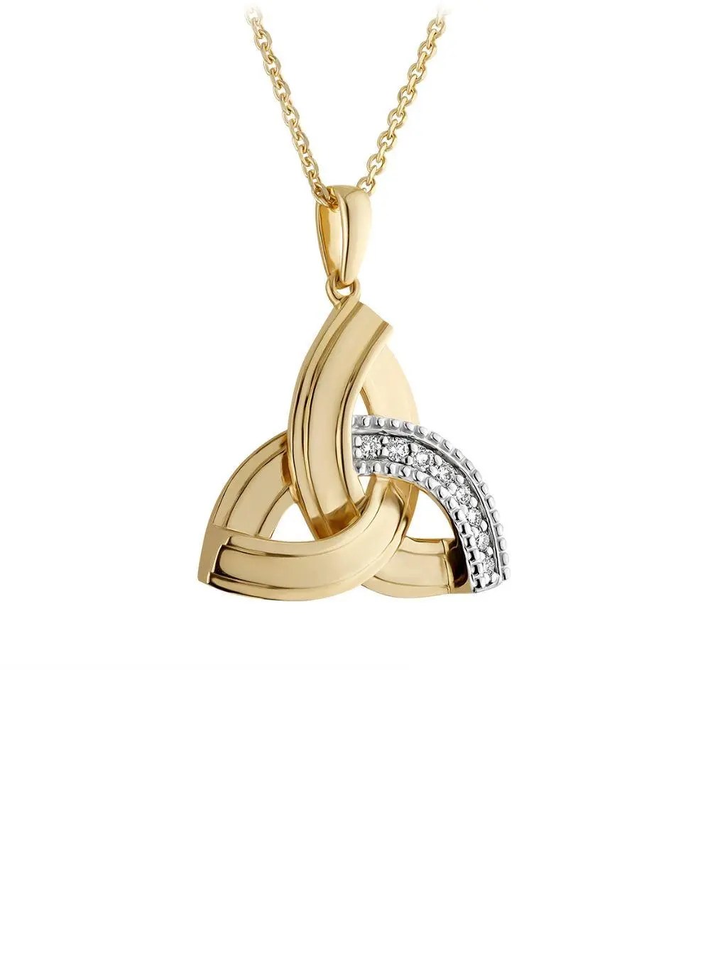 14ct Gold Diamond Trinity Knot Pendant Blarney