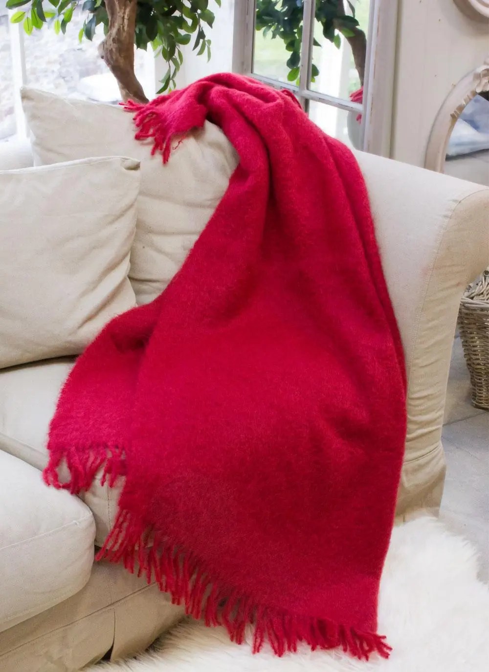 Winter Red Mohair Throw Blarney