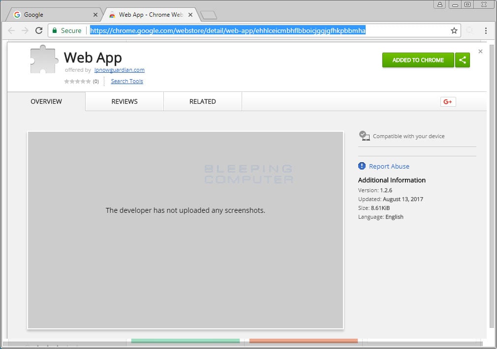 How to remove google chrome web store app vseaware