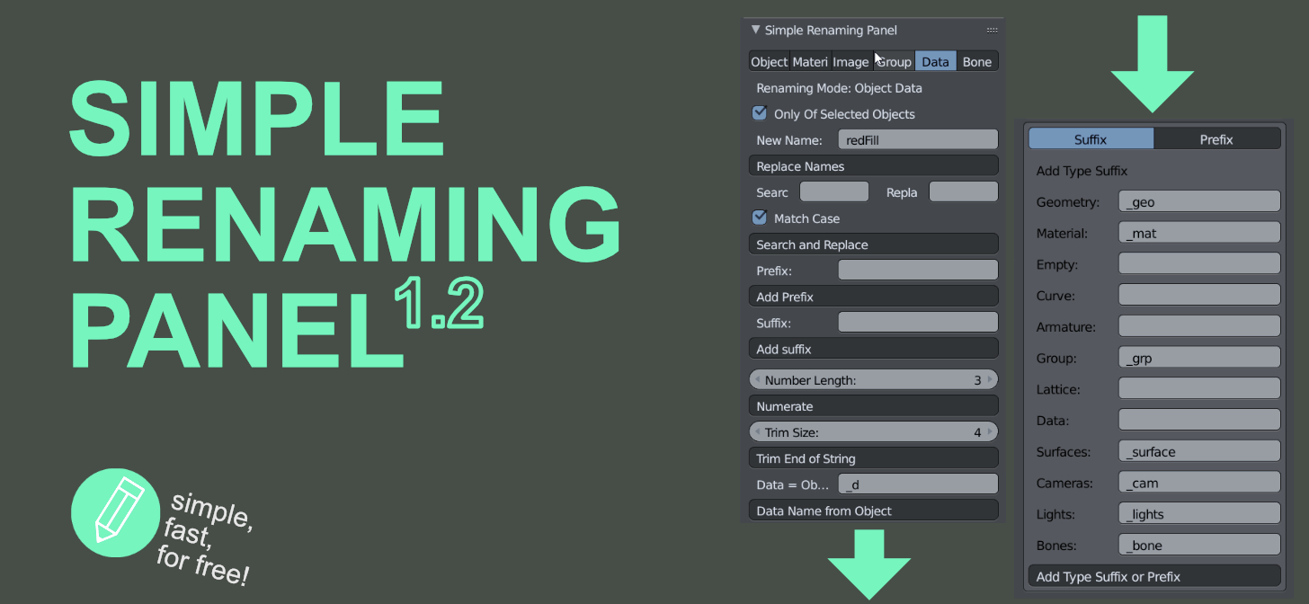 Simple Renaming Panel v1.2 BlenderNation