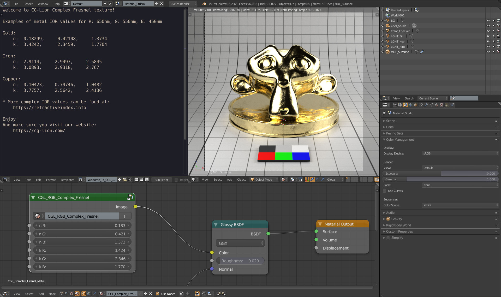 Complex Fresnel texture node for Cycles BlenderNation