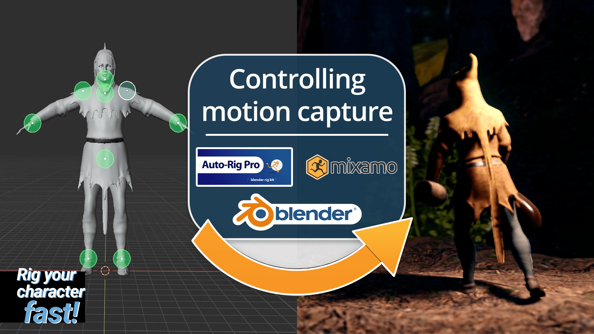 Controlling Motion Capture with Mixamo, AutoRig Pro and Blender’s NLA