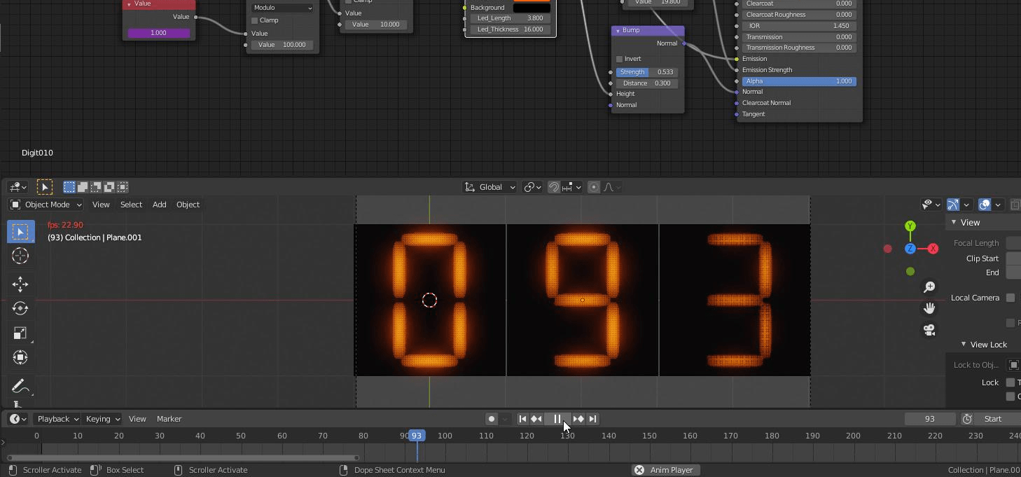 Create a digital number Shader BlenderNation