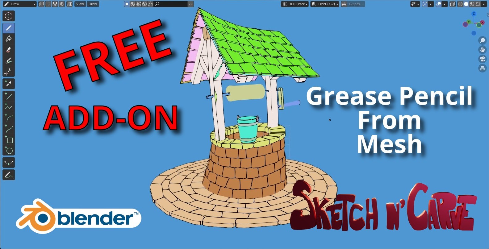 Free “Grease Pencil From Mesh” Addon with sharp edges filtering