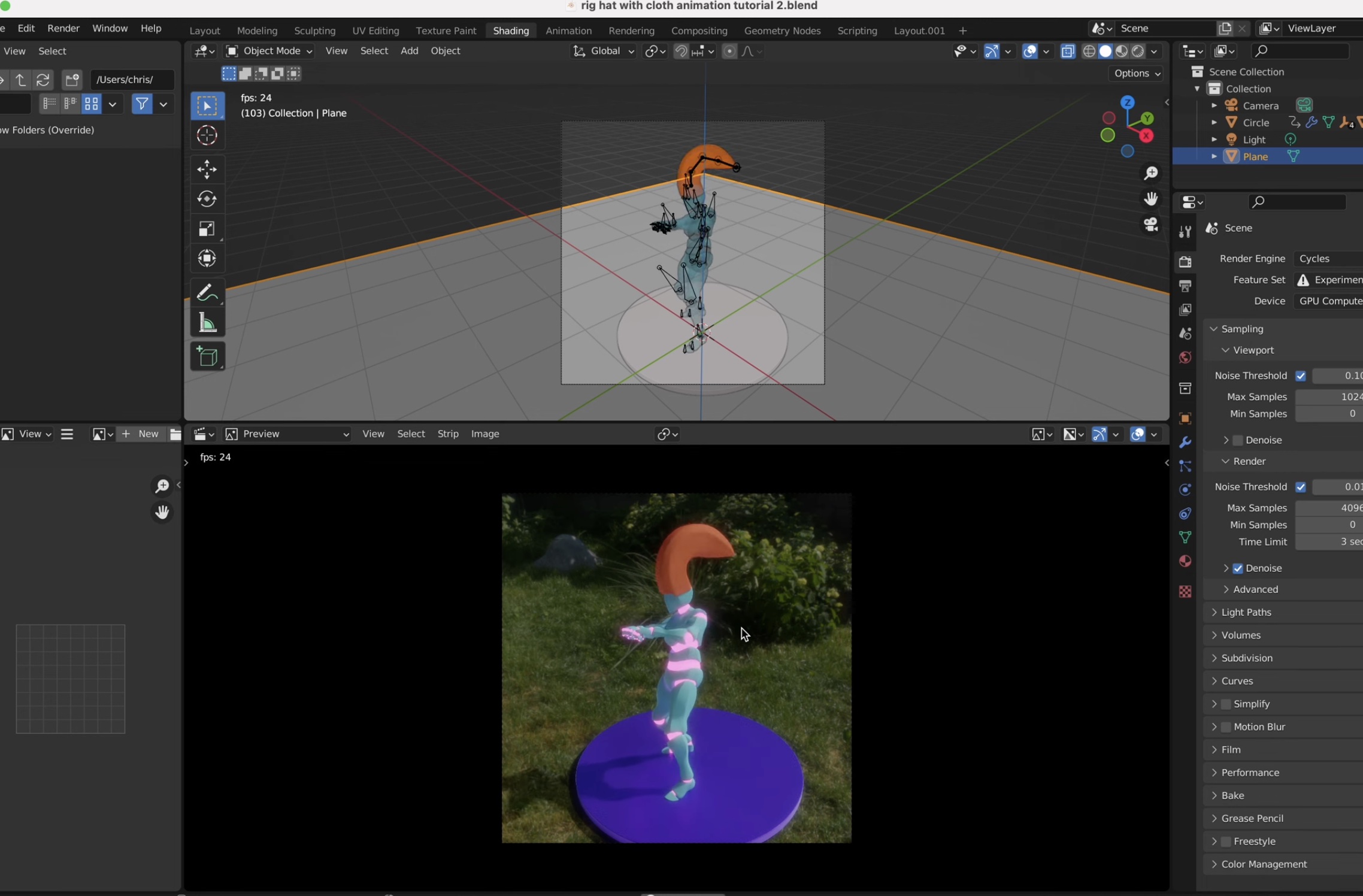 How to create a wobbling hat (or to connect rig with cloth) BlenderNation