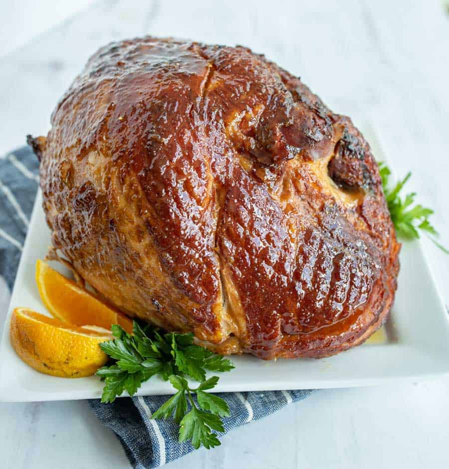 Baked Ham With Yellow Mustard And Brown Sugar