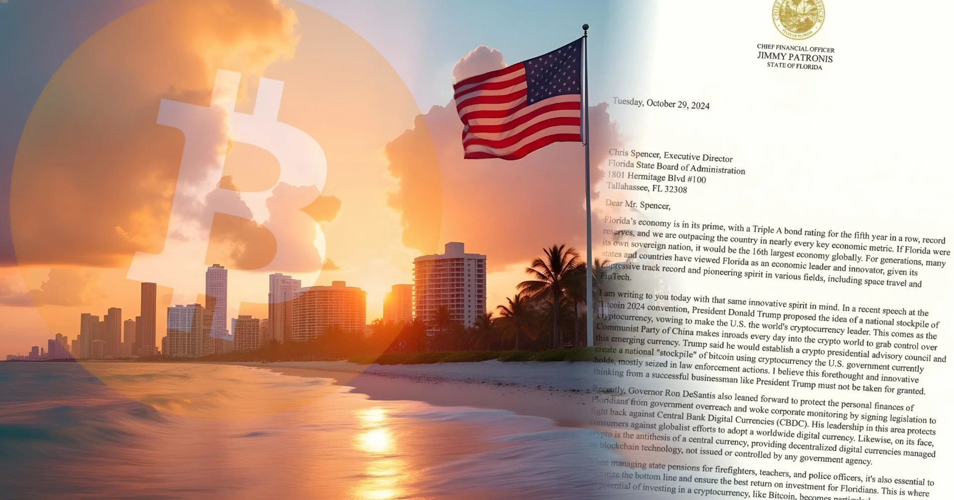 Florida CFO calls for state pension system to invest in Bitcoin