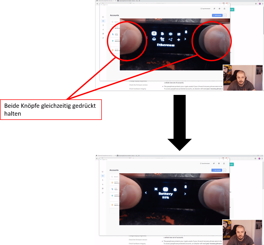 Ledger Nano S/X Passphrase aktivieren Blocktrainer