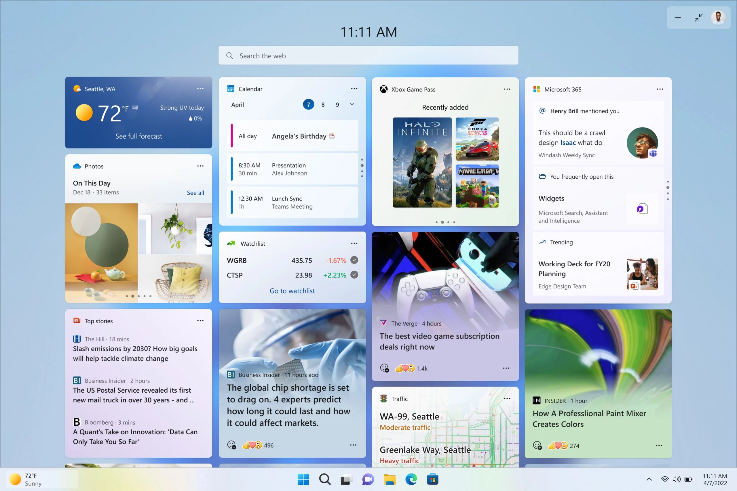 Windows 11 23H2 Microsoft montre un nouveau tableau de bord XXL pour