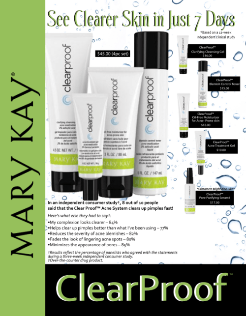 Free Printable flyer for the new Mary Kay® ClearProof Acne System QT