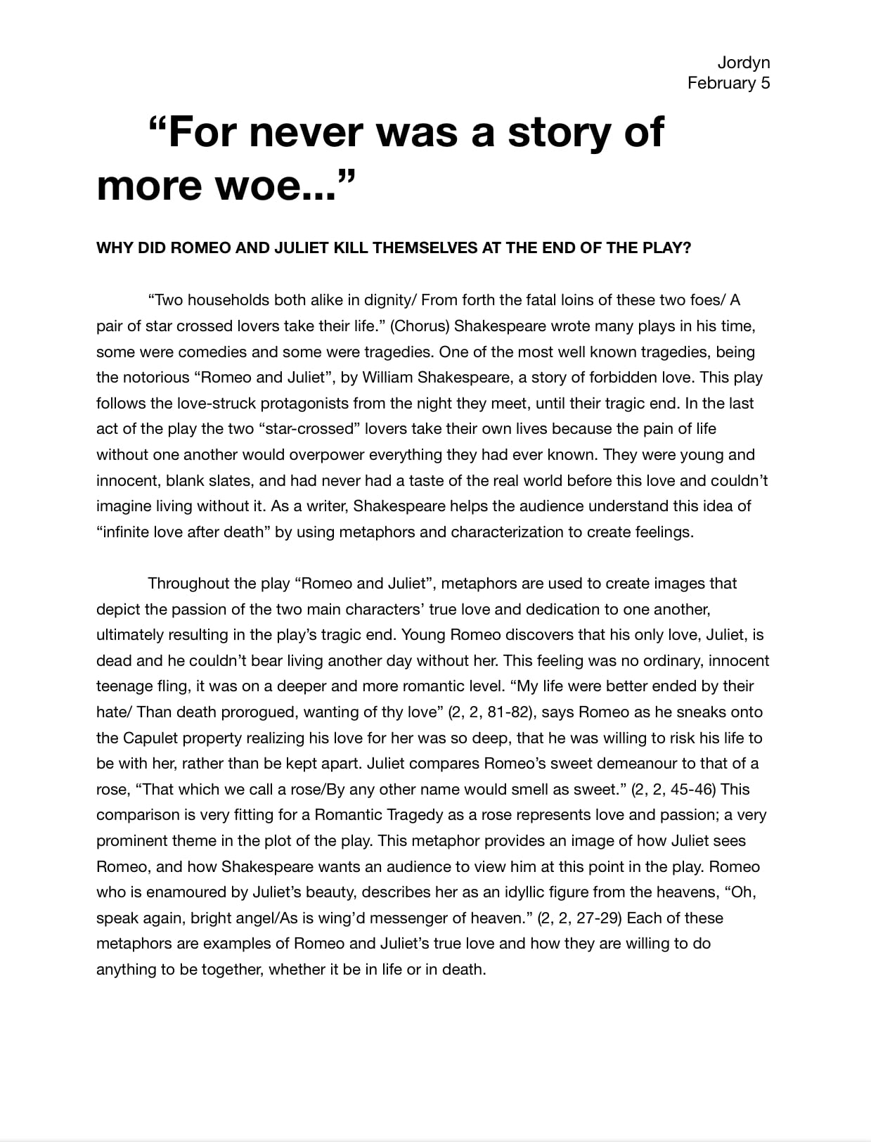 Romeo and Juliet Literary Essay My Dog Ate My Blog