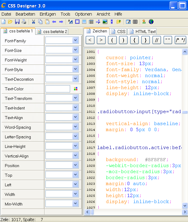 Fünf kostenlose CSSEditoren für Webdesigner Blogging Inside