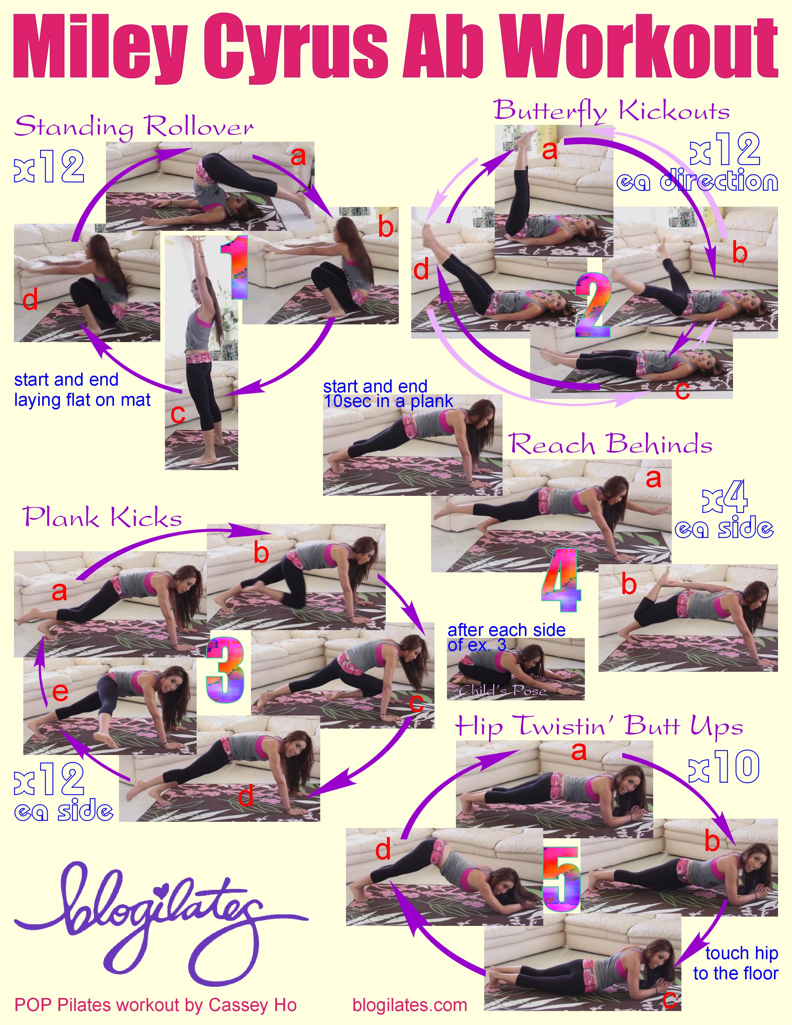 Miley Cyrus Ab Workout Printable! Blogilates
