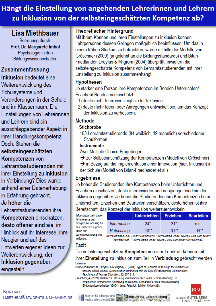 Tag der Bachelorarbeit 1. Platz FB 02 Psychologie in den