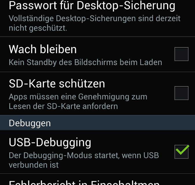 Android 4.2.2 USB Debugging aktiviert BlogYourEarth