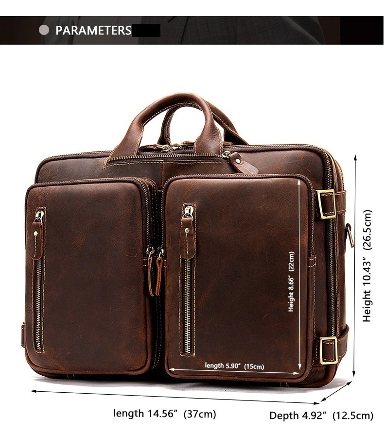 Genuine Leather Laptop bag / Briefcase with backpack combo Blok Shop