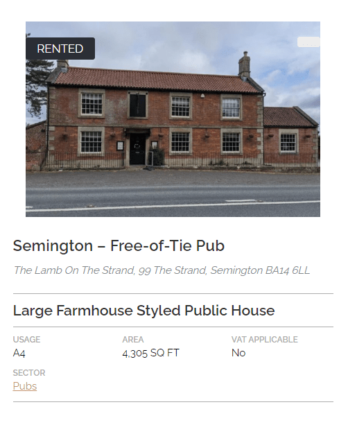 COMPLETED LEASE The Lamb On The Strand, 99 The Strand, Semington