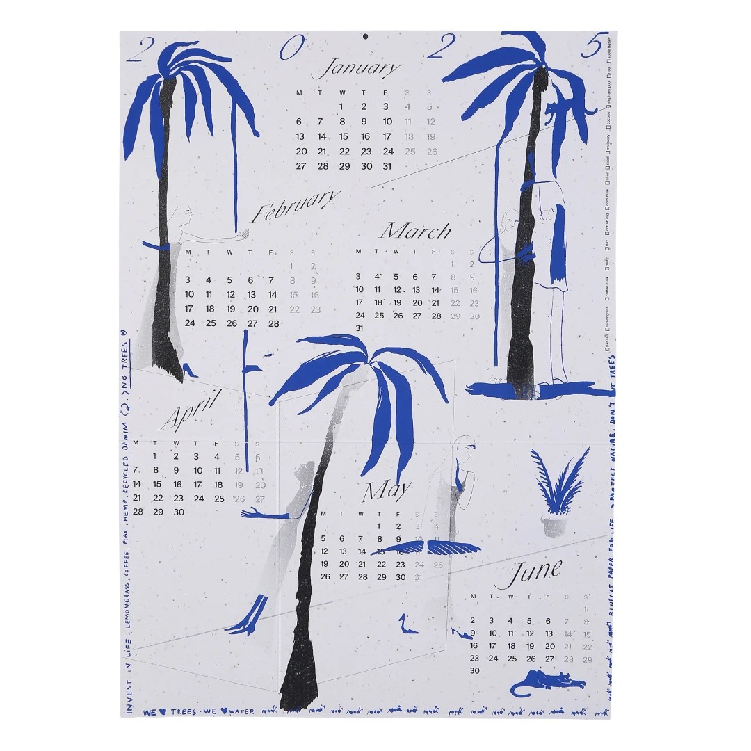 2025 EcoFriendly Calendar Seed Paper White Cotton Screen/Digital Combo (A3) Bluecat Paper