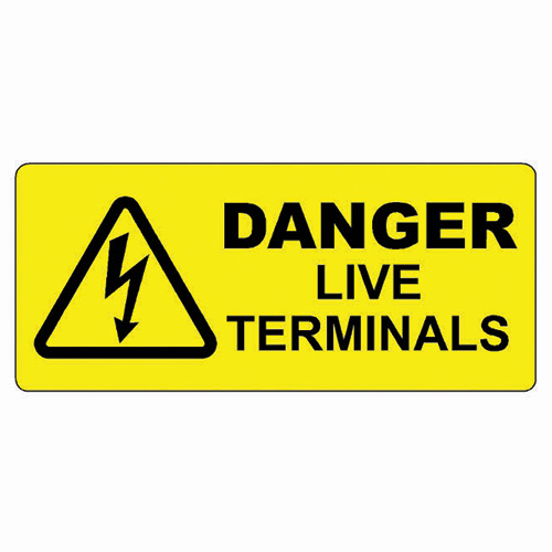 DANGER LIVE TERMINALS LABEL Bluecode