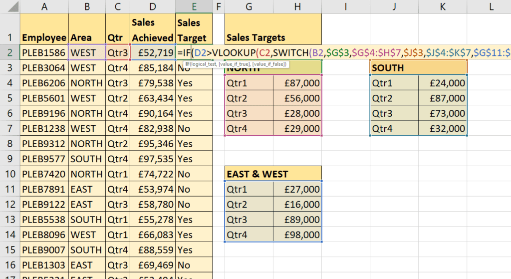 Using Excel's SWITCH Function including SWITCH with VLOOKUP.