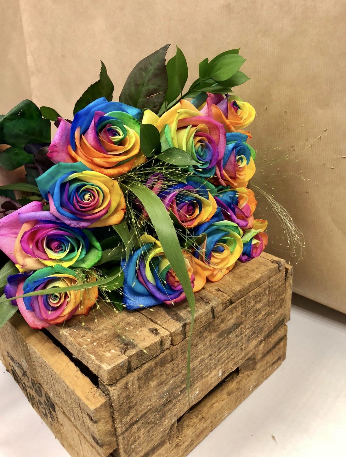 Rainbow Rose Arrangement