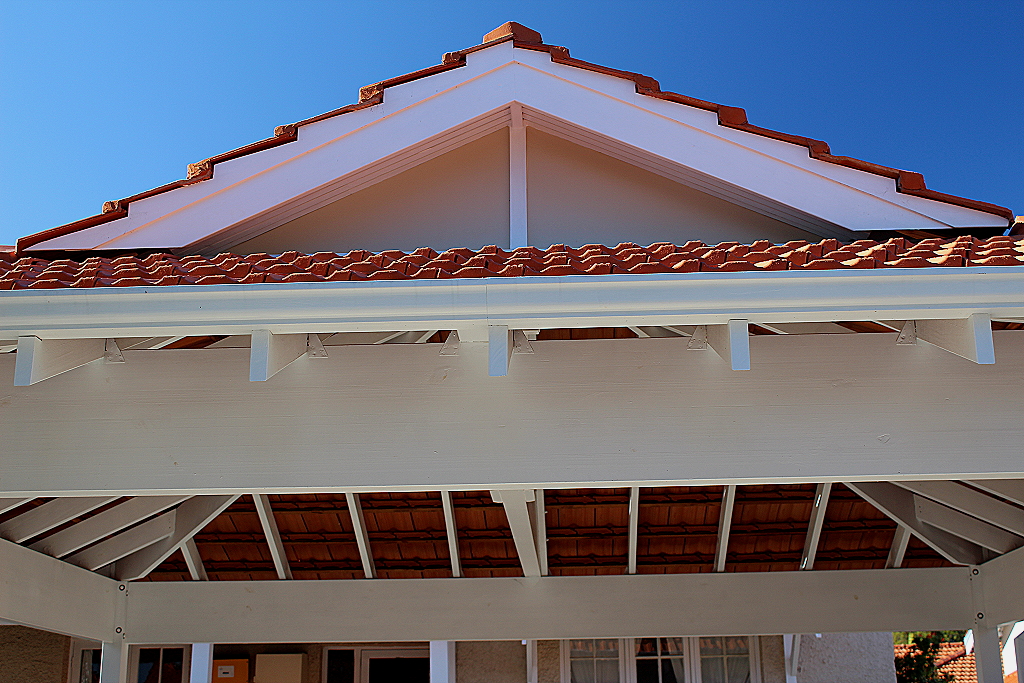 Double timber Carport with tiled Dutch gable roof Blue Sky Carpentry