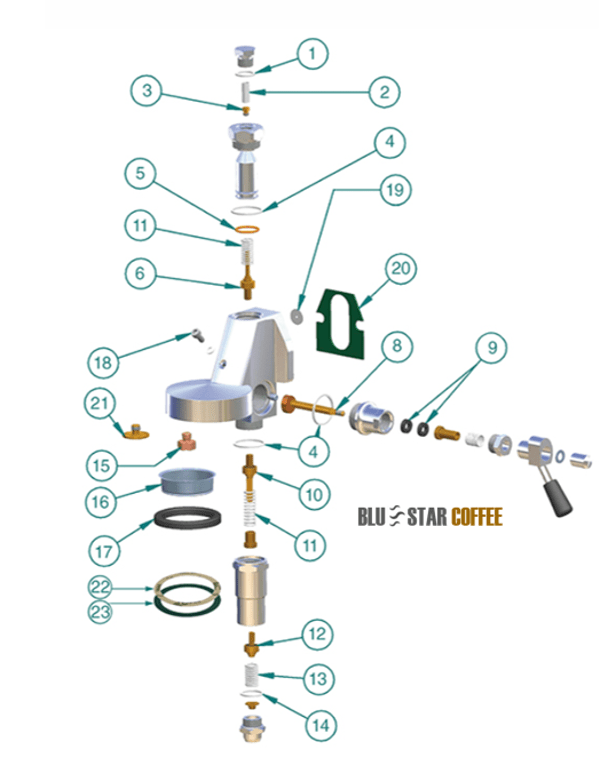 E61 Group Head spare Parts Espresso E61 Group Parts Flow control