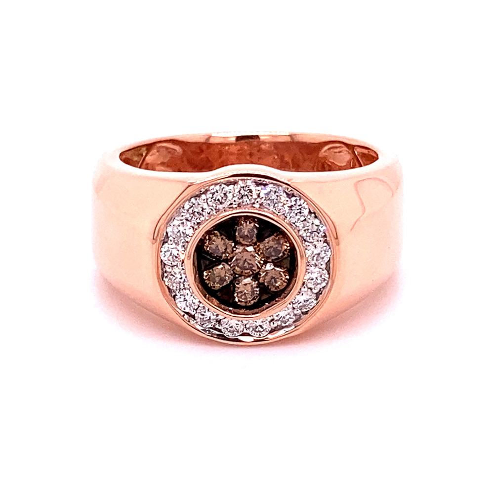 Orangy Brown Diamond Mens Ring in 14K Rose Gold 28514745