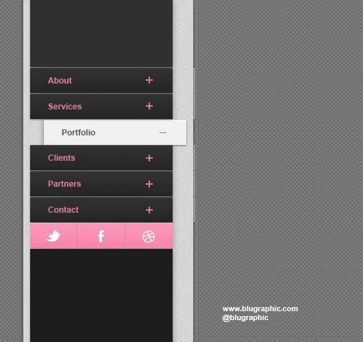 Vertical Drawer Style  Menu (Psd)