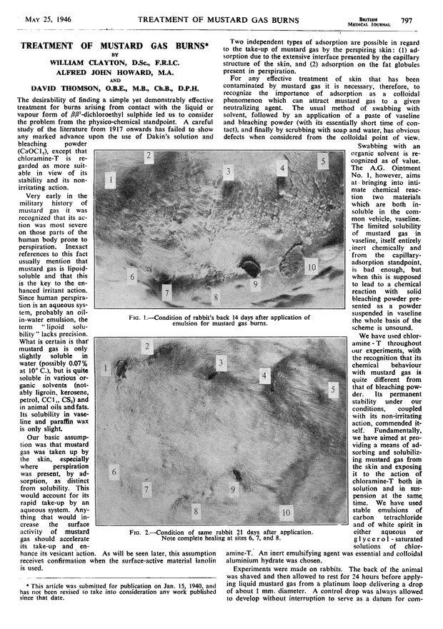 Treatment of Mustard Gas Burns The BMJ